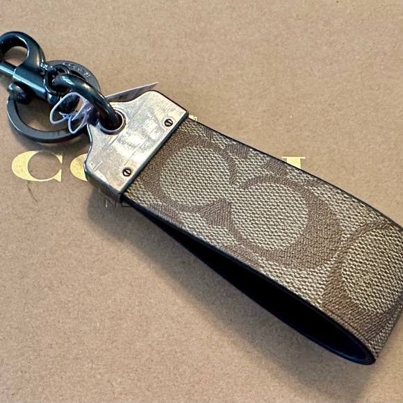 Coach Loop Keychain Fob Bag Charm In Signature Canvas - Picture 2 of 5